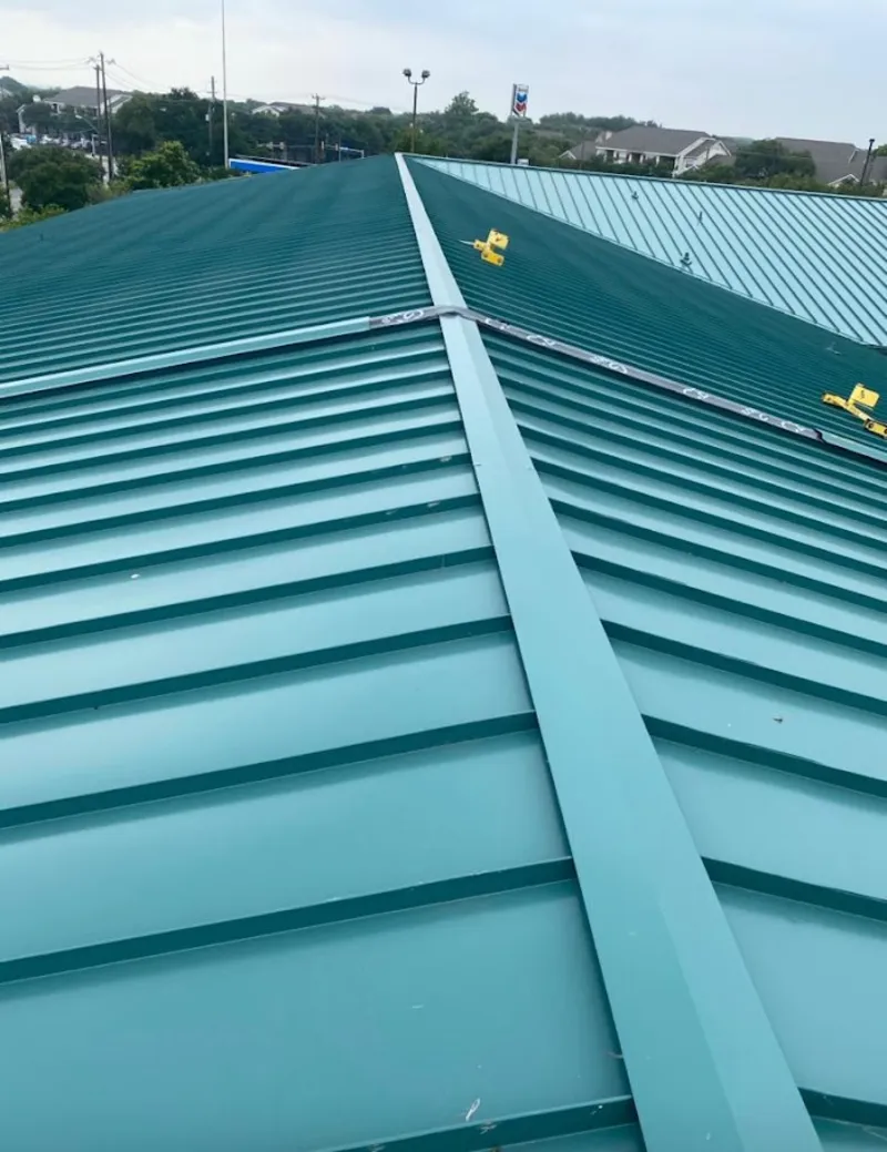 Green commercial metal roof ridge and valley for Metal Roof Repair in Lisle